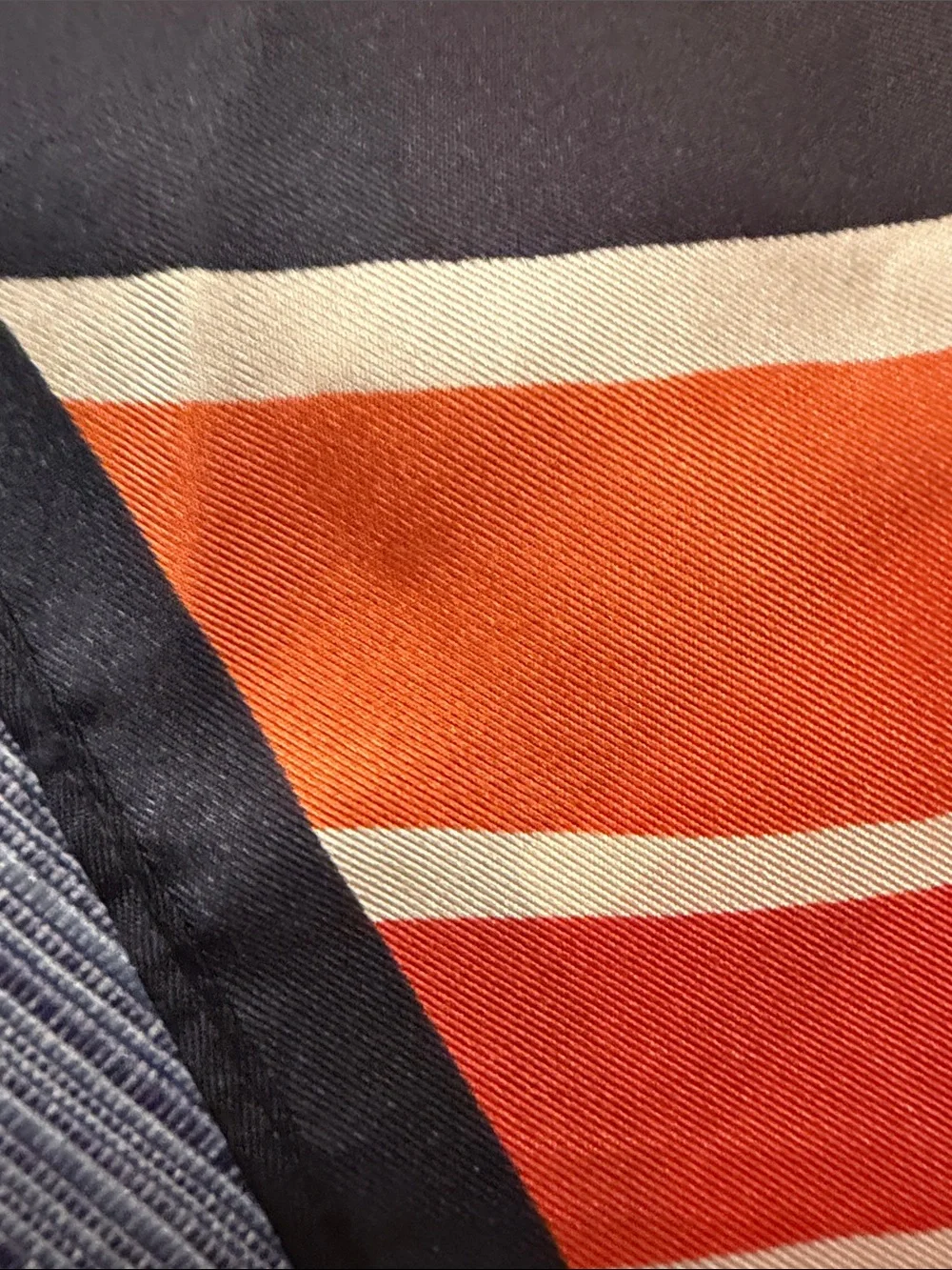 Banana Republic Orange & Black Striped Silk Scarf